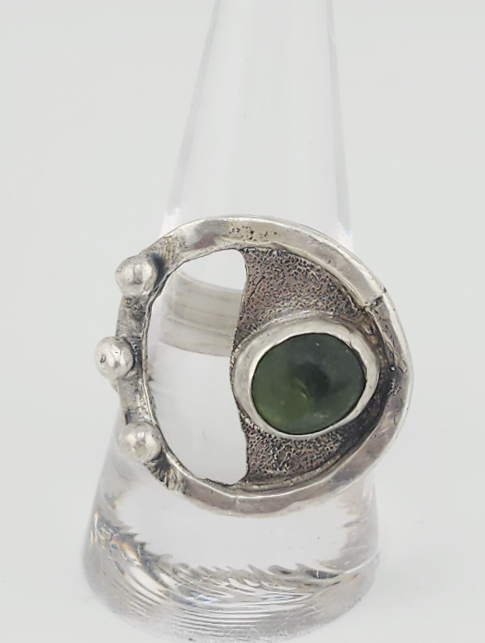 PERIDOT GEMSTONE  GEOMETRIC DESING RING HAMDMADE  STERLING SILVER SIZE 10 UNISEX